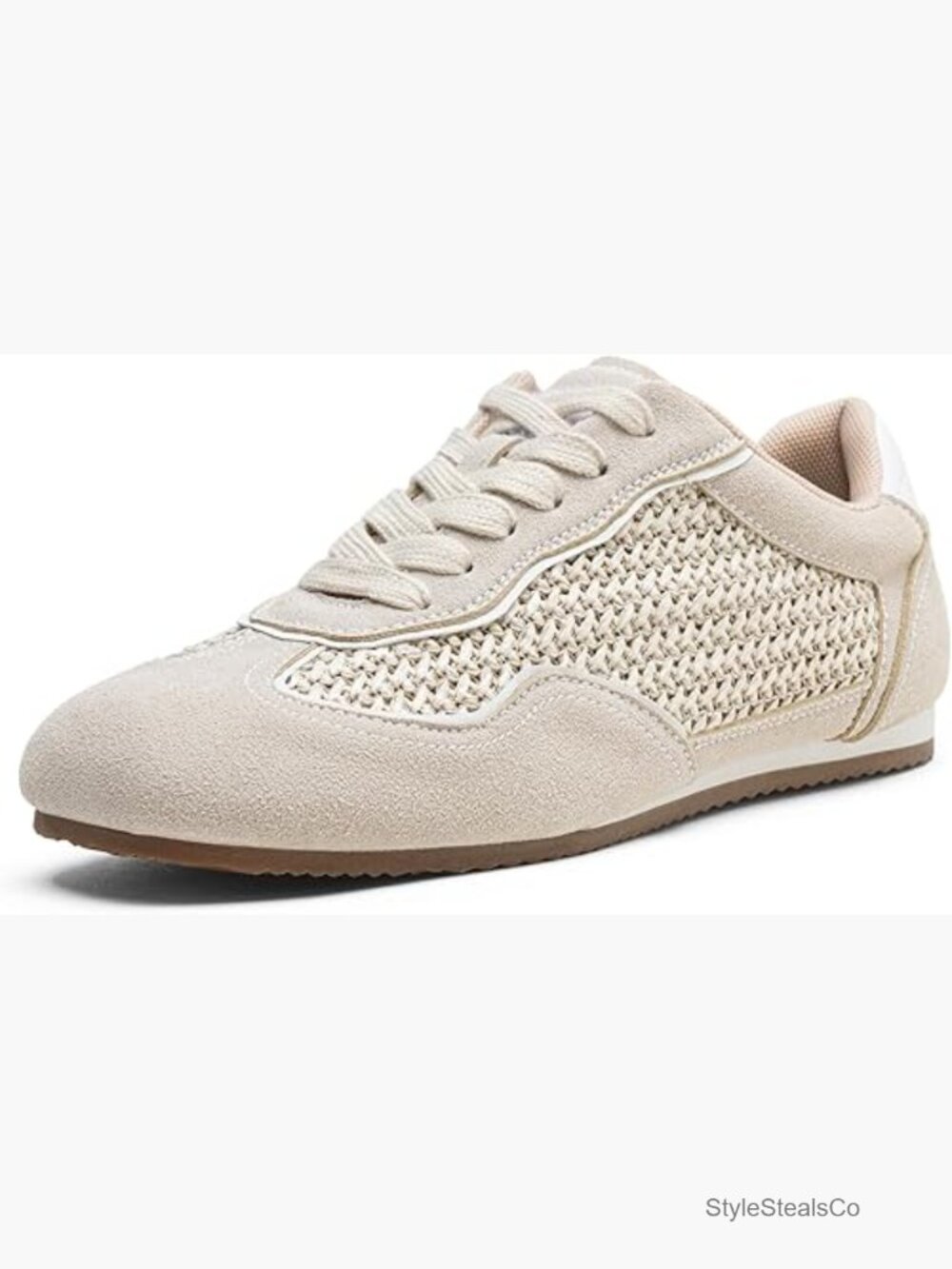 Women's Retro GAT Sneakers Suede Raffia Fashion Trainers Square Toe Memory Foam